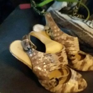 Snake skin like high heel sandals